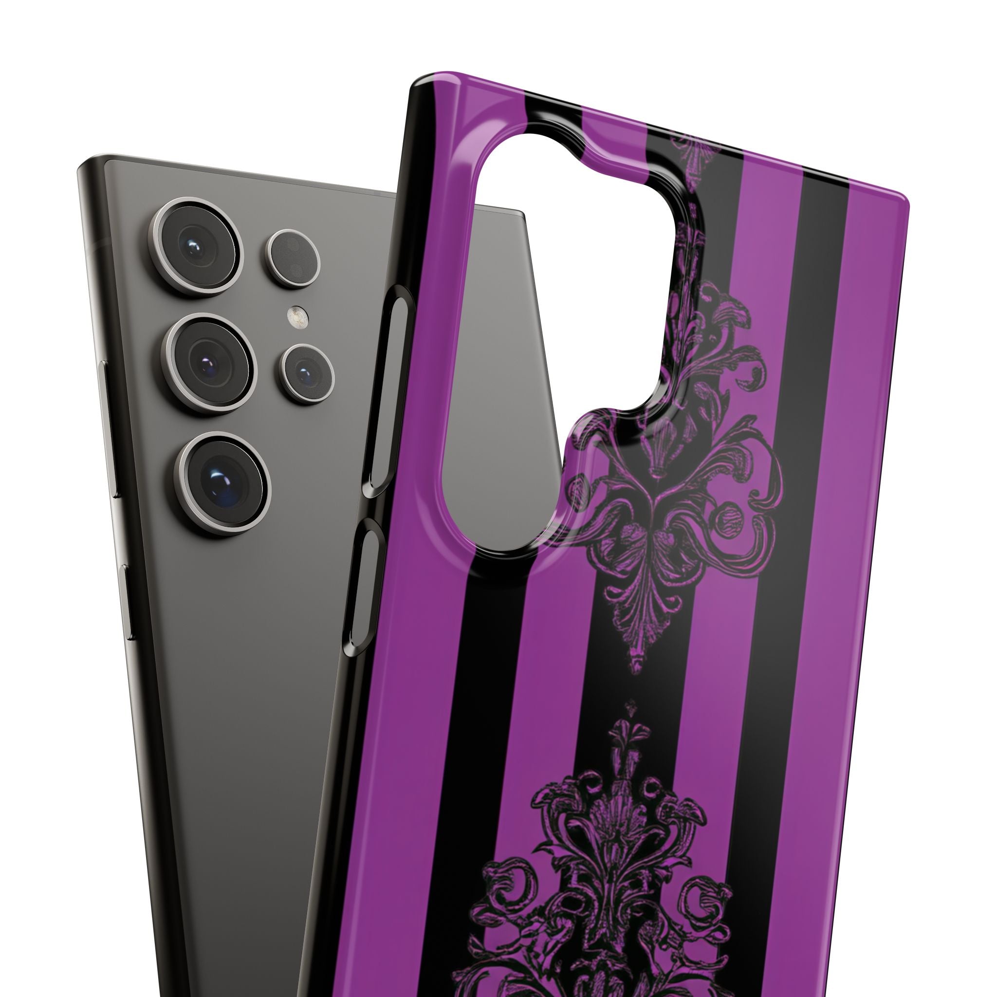 Gothic Elegance with Vertical Stripes and Ornamental Motifs Samsung S24 - Slim Phone Case