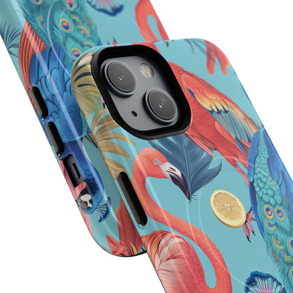 Tropical Flamingo Bliss - Tough + MagSafe® iPhone 14 Phone Case