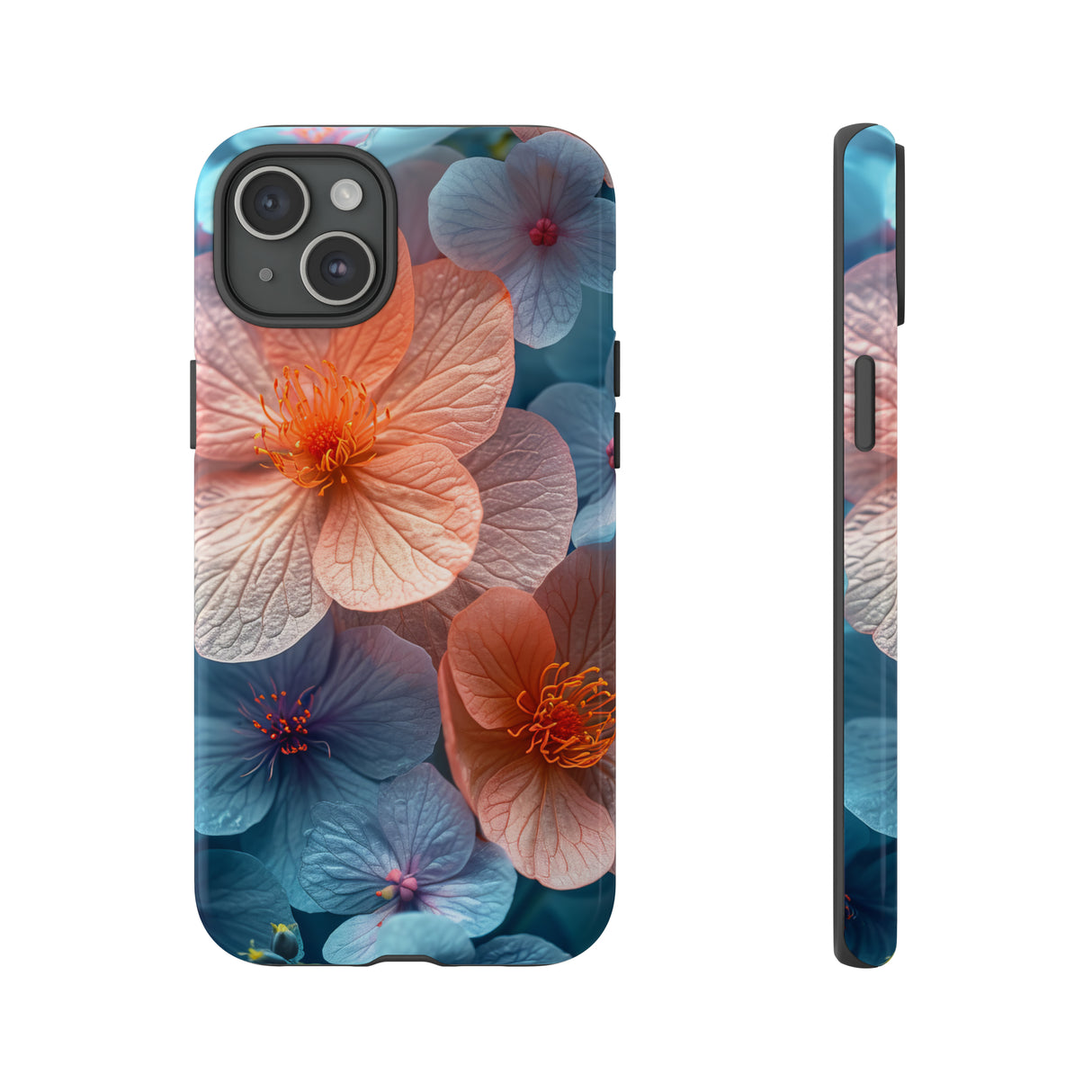 Bright Blue Floral Serenity - Protective Phone Case