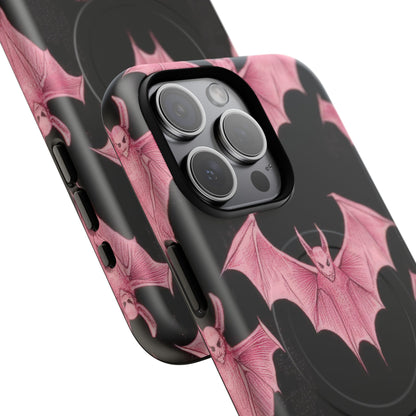 Gothic Pink Bats Aflame iPhone 15 | Tough+ Phone Case