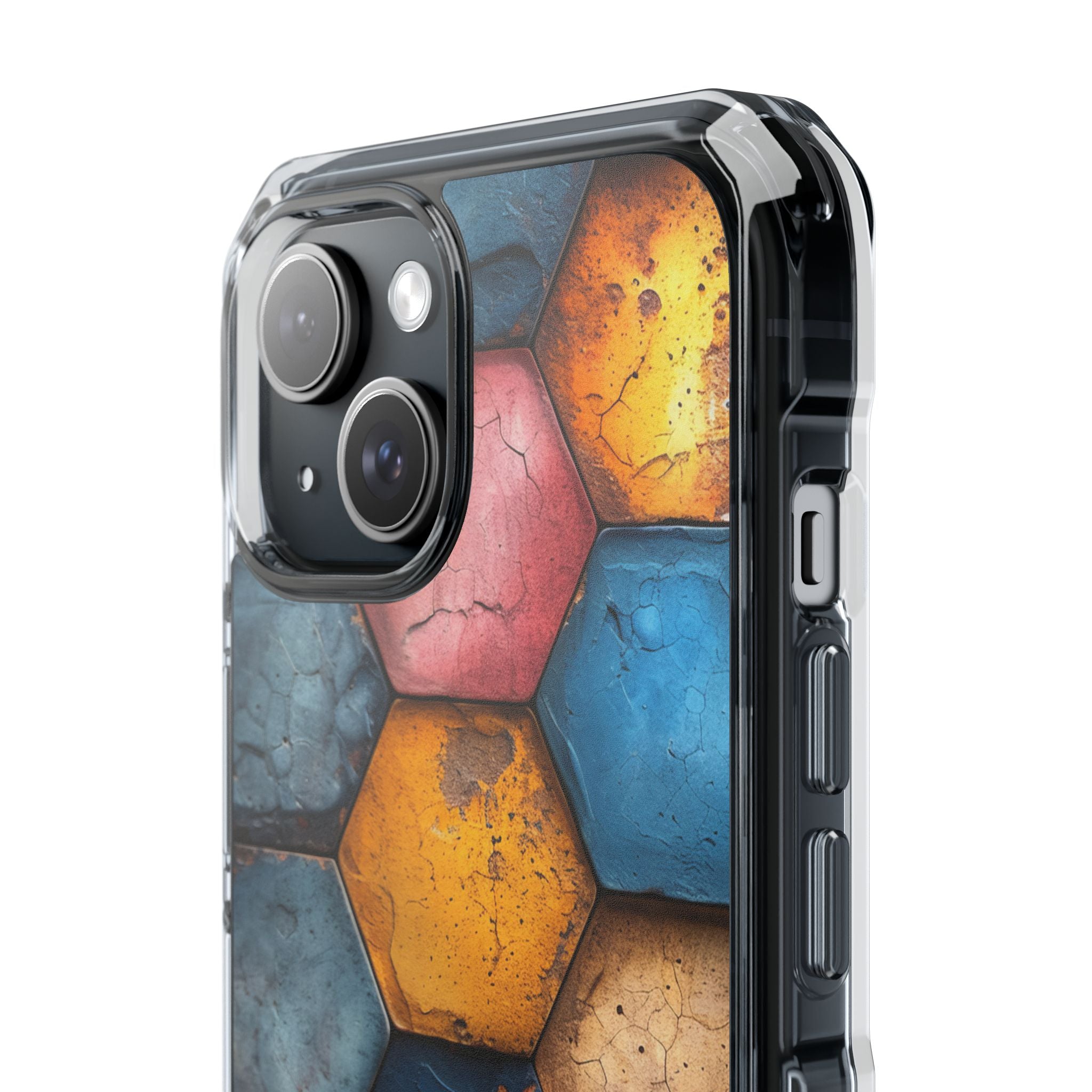 Rustic Geometric Tiles - Clear Impact iPhone 15 Phone Case