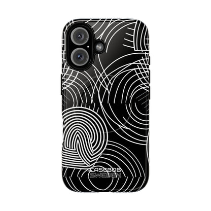 Monochrome Spiral Curves iPhone 16 - Tough+
