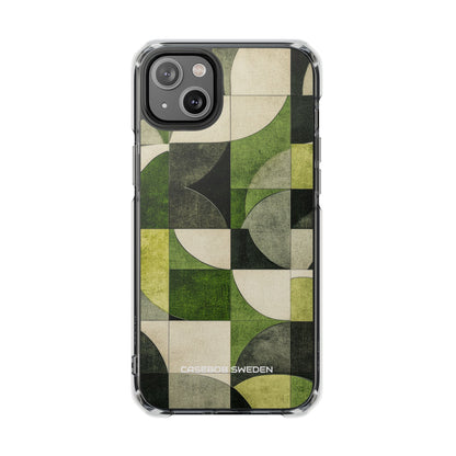 Green Geometric Harmony - Clear Impact iPhone 14 Phone Case