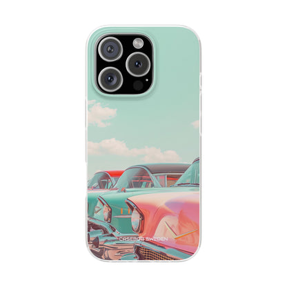 Vintage Turquoise Cars - Flexi iPhone 16 Phone Case