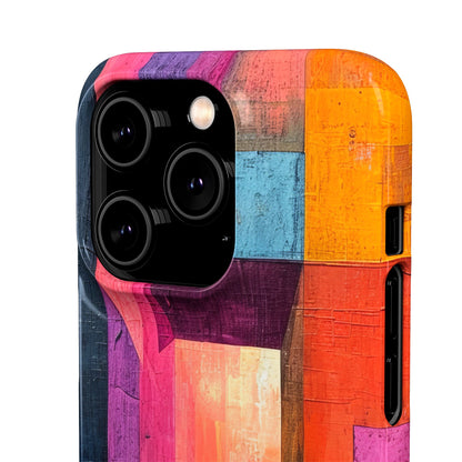 Pink Orange Geometry - Slim iPhone 14 Phone Case