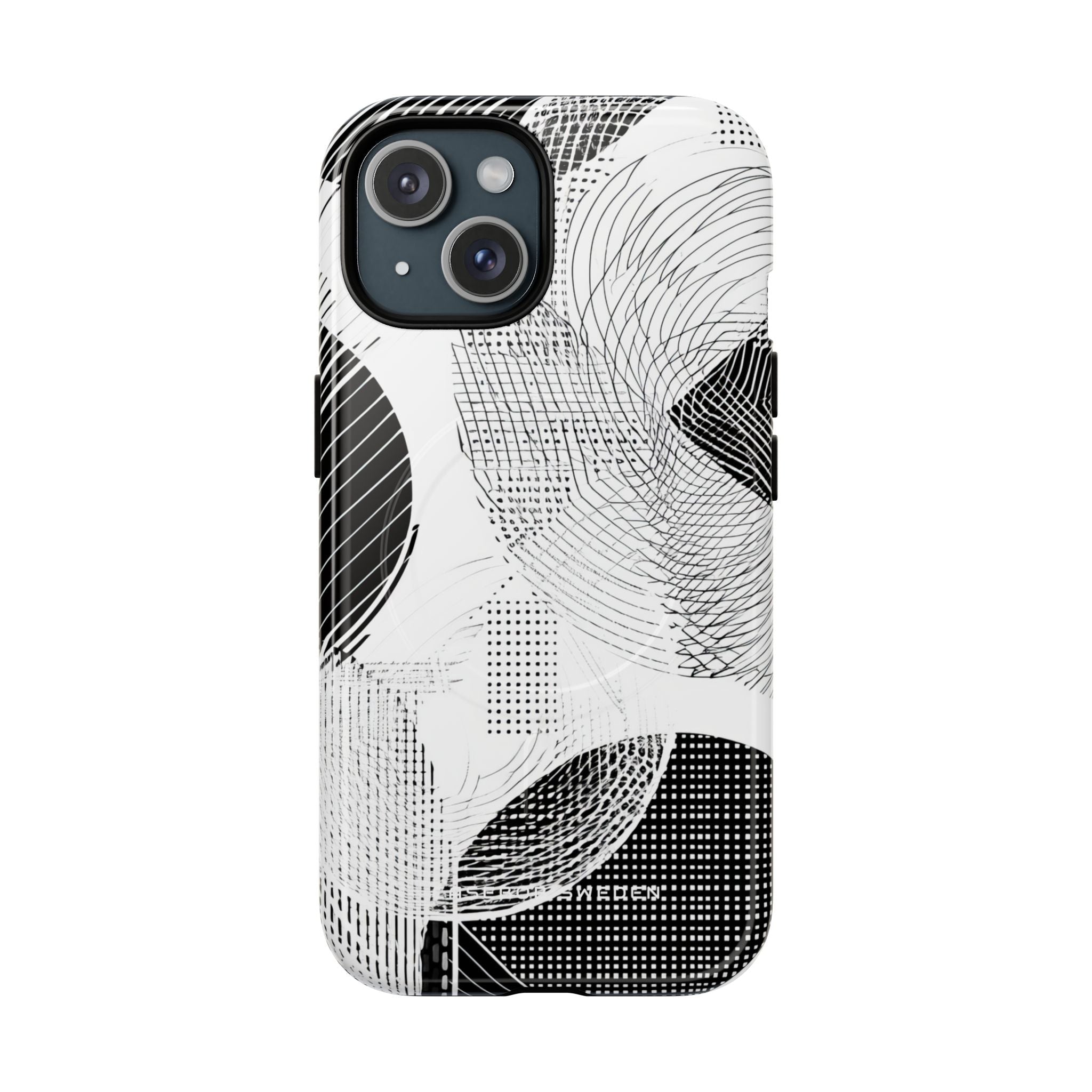 Geometric Monochrome Flow iPhone 15 | Tough+ Phone Case