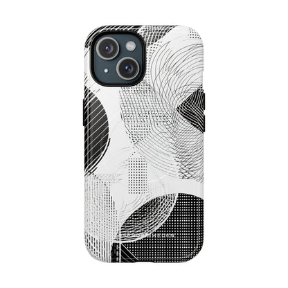 Geometric Monochrome Flow iPhone 15 | Tough+ Phone Case