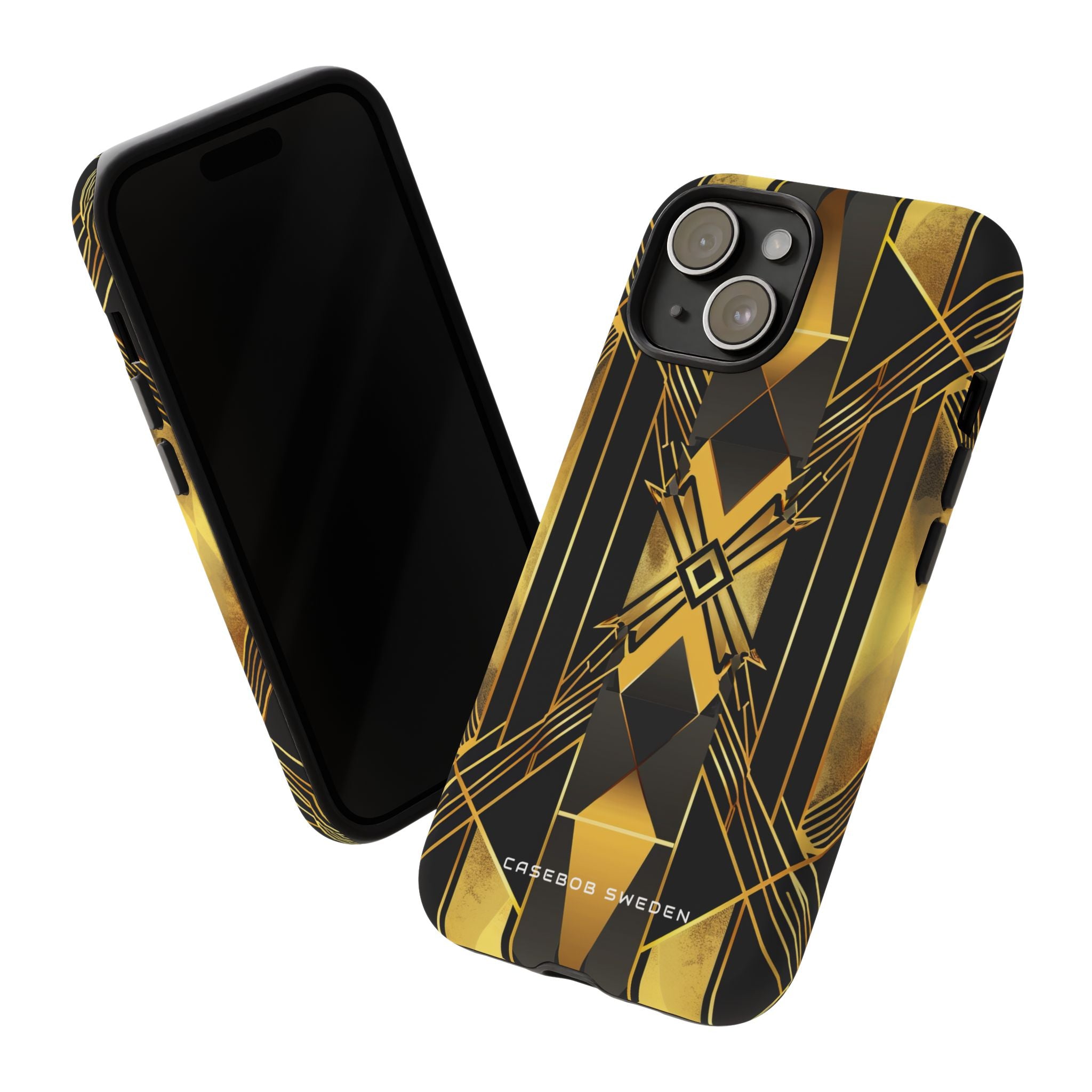 Golden Geometric Elegance iPhone 15 - Tough Phone Case