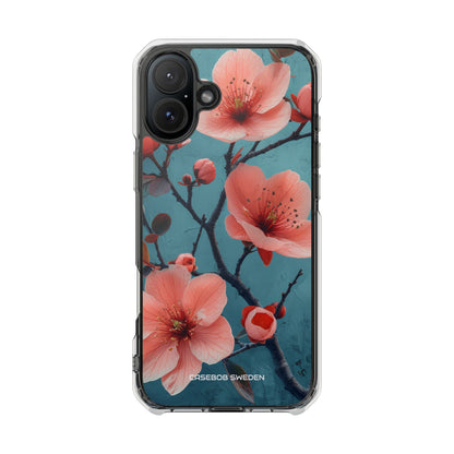 Teal Coral Blossom - Clear Impact iPhone 16 Phone Case