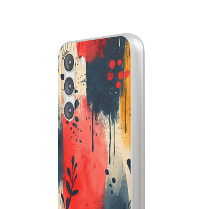 Red Blue Abstract Florals - Flexi Samsung S23 Phone Case