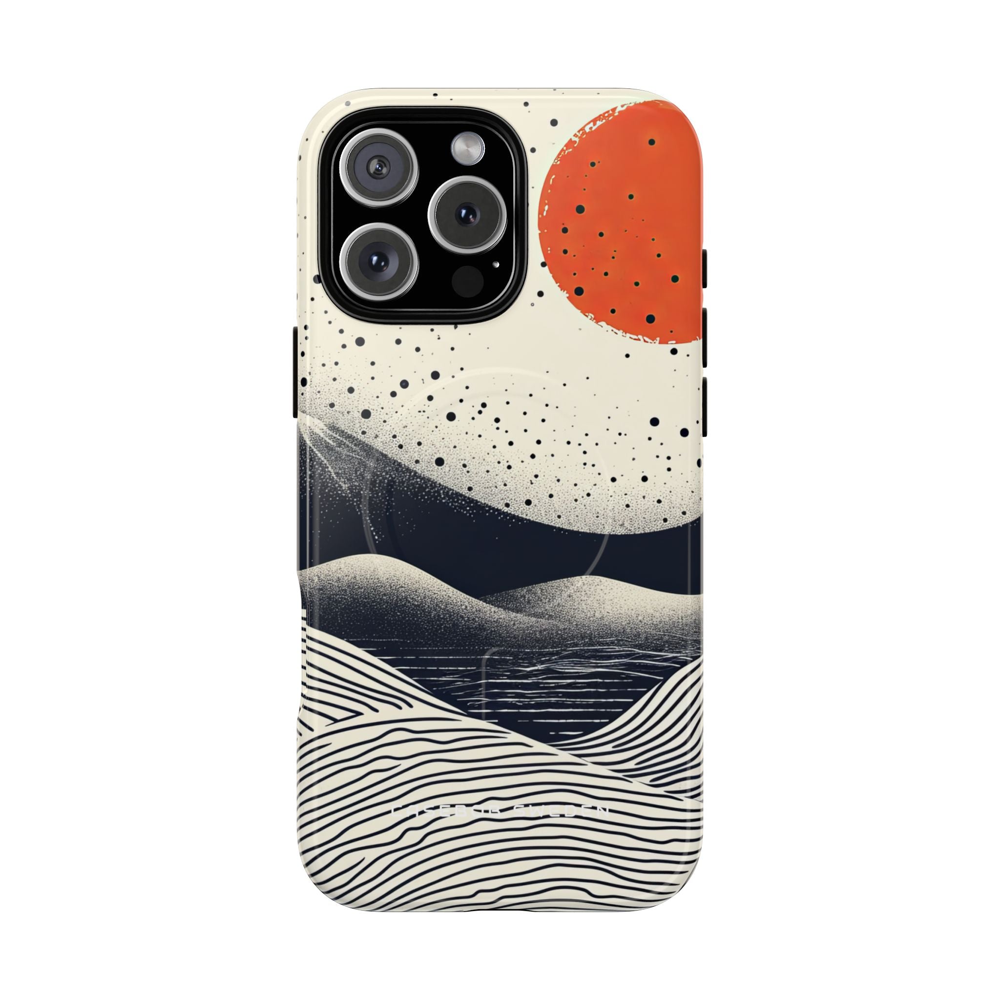 Red Sun Over Flowing Horizons iPhone 16 | Tough+ Phone Case