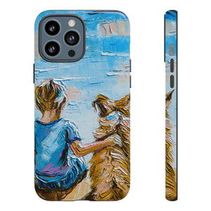 Boy with Dog - Protective Phone Case