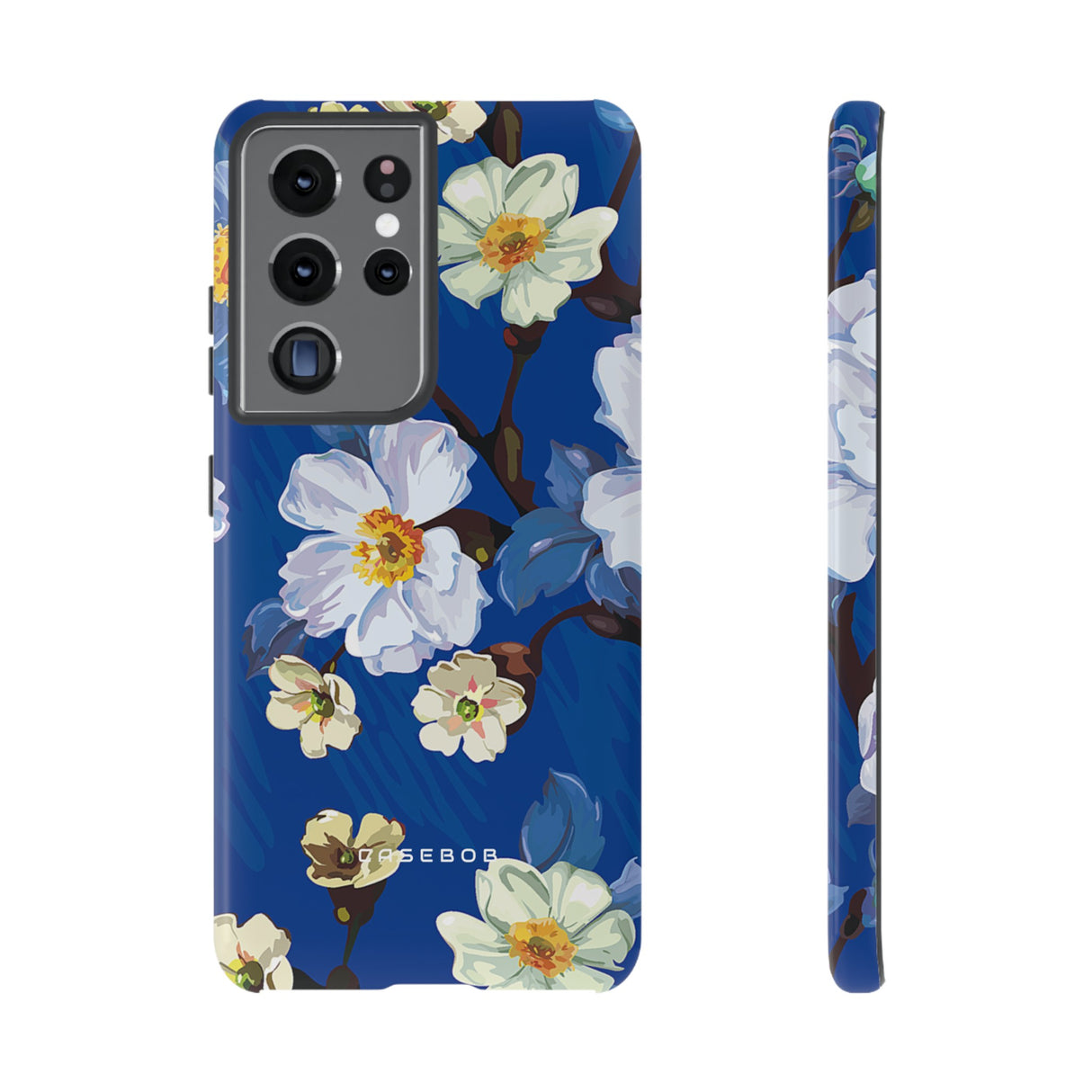 Elegant Flower on Blue iPhone Case | Tough