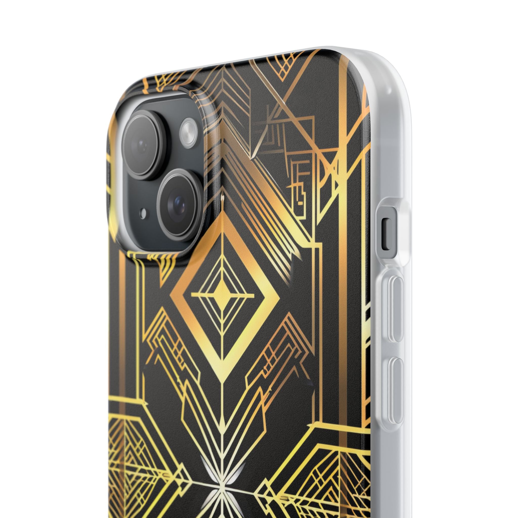 Golden Geometric Opulence iPhone 15 - Flexi Phone Case