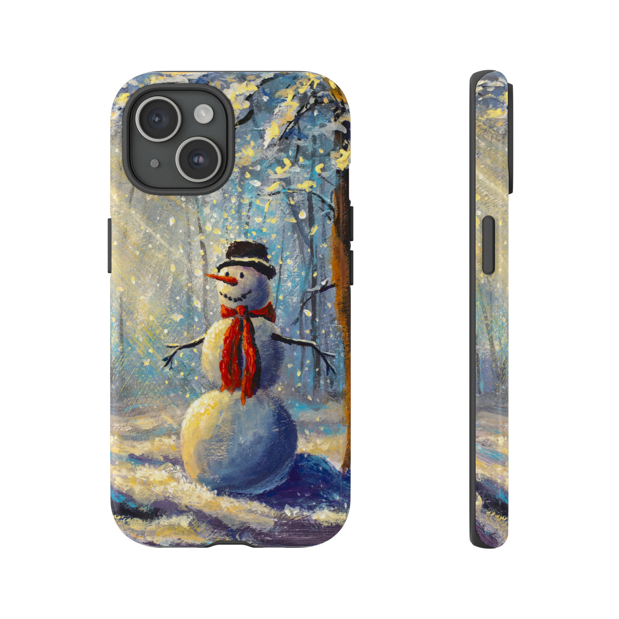 Oil painting - Happy Snowman - Protective Phone Case