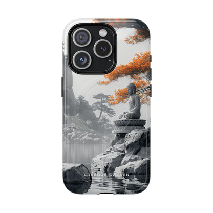 Zen Serenity: Tranquil Landscape with Buddha and Pagoda iPhone 15 | Tough+ Phone Case