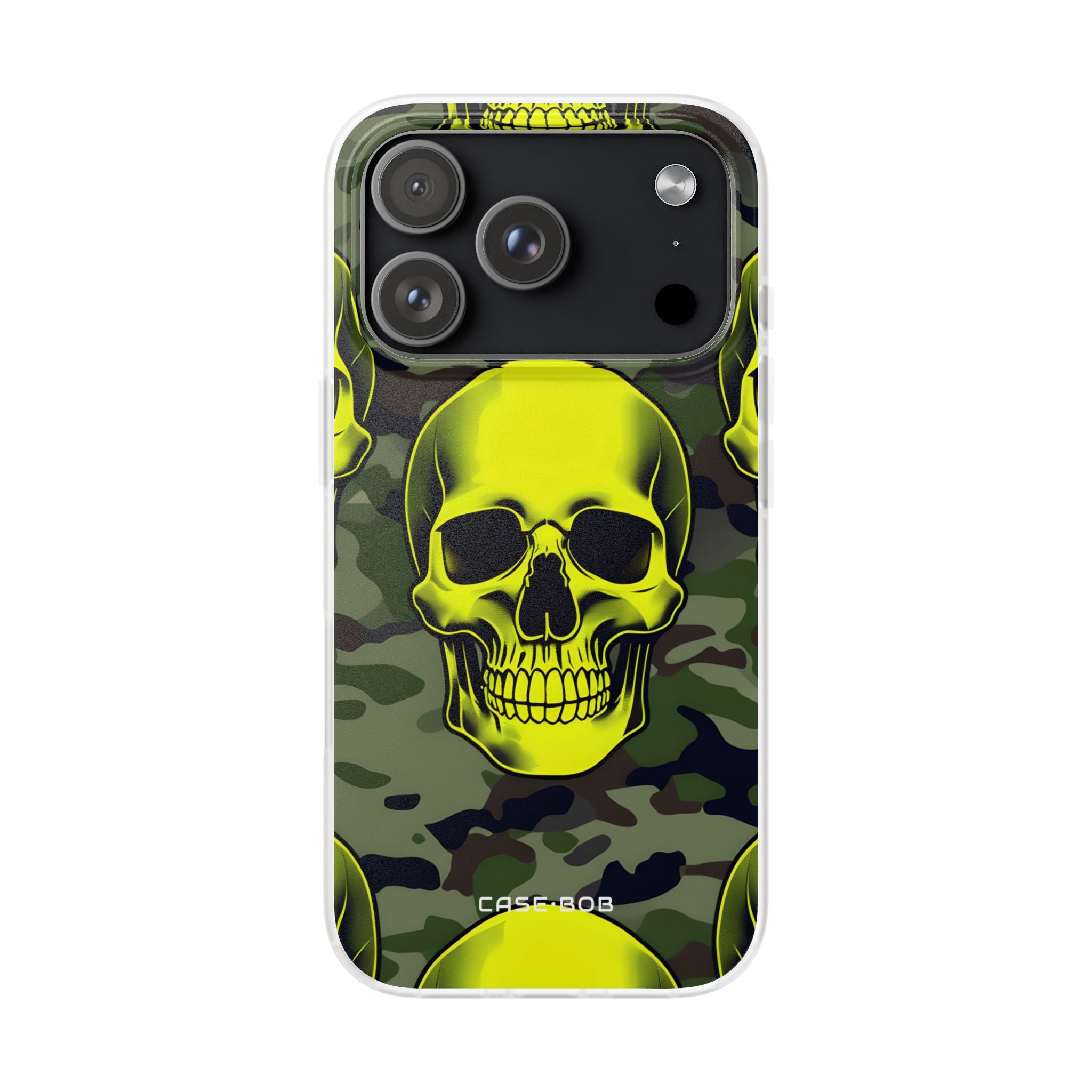 Neon Skull Camo iPhone 17 Pro Case - Soft