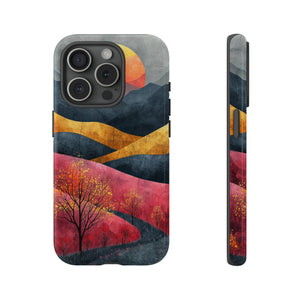 Nature's Geometry: Bright Sunset Mountain - Protective Phone Case