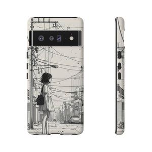 Urban Solitude Sketch | Protective Phone Case for Google Pixel