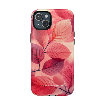 Elegant Pink Leaves iPhone 15 | Tough+ Phone Case