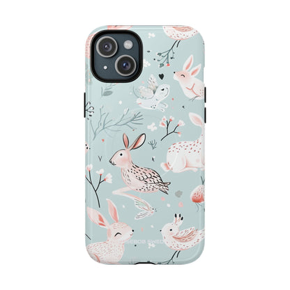 Whimsical Bunny Blossom - Tough + MagSafe® iPhone 15 Phone Case