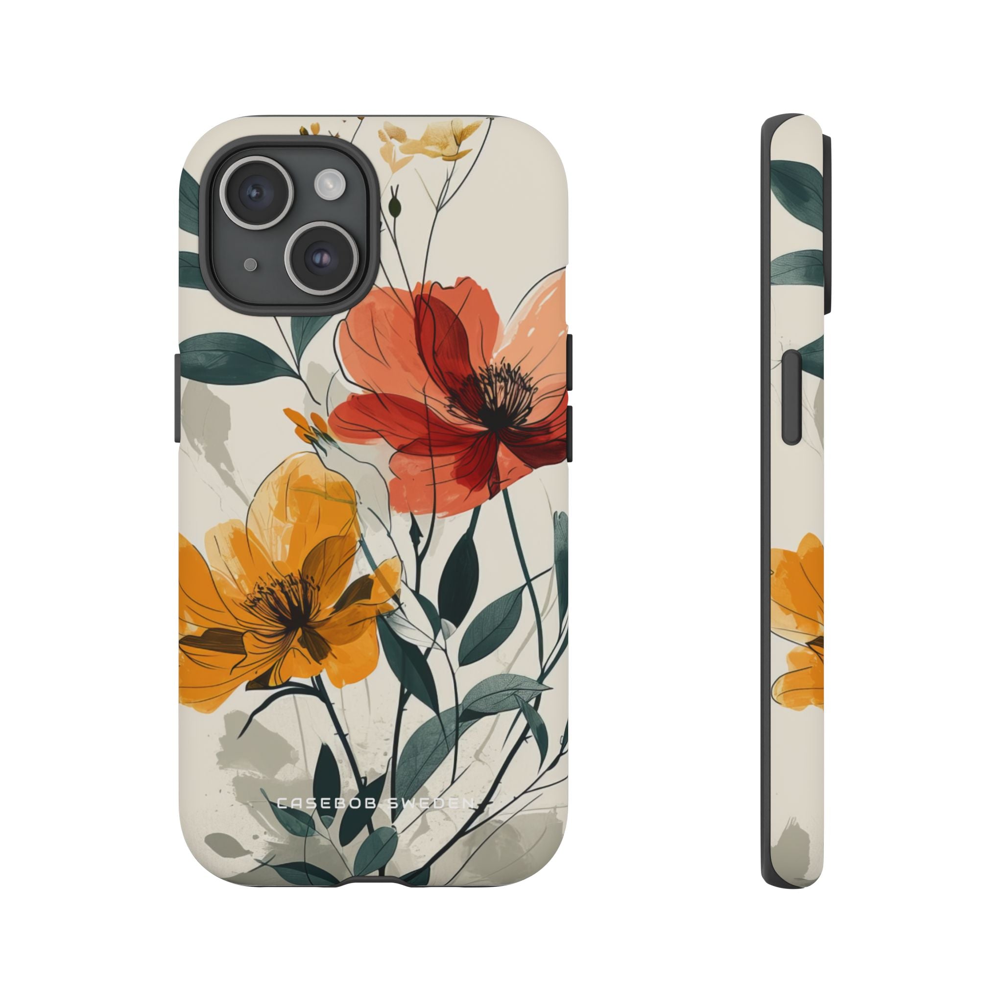 Elegant Floral Harmony iPhone 15 - Tough Phone Case