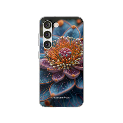 Blue-Orange Floral Swirl - Flexi Samsung S23 Phone Case