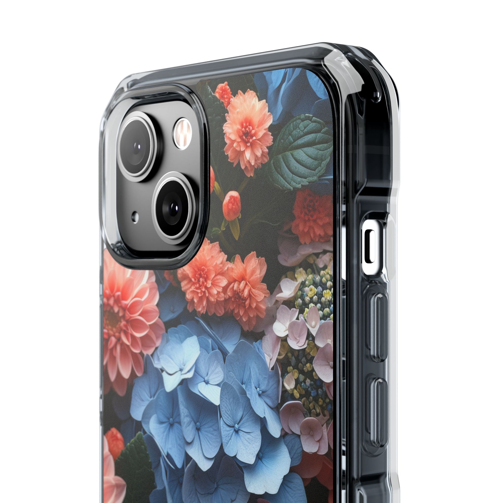 Blue Floral Bliss - Clear Impact iPhone 14 Phone Case