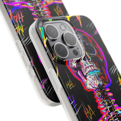 Neon Skeleton Laugh iPhone 15 Pro Max Case - Soft