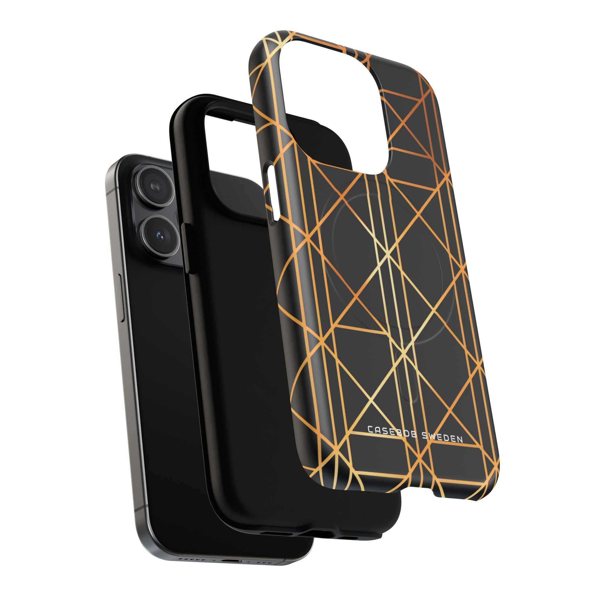 Golden Geometric Elegance iPhone 15 | Tough+ Phone Case