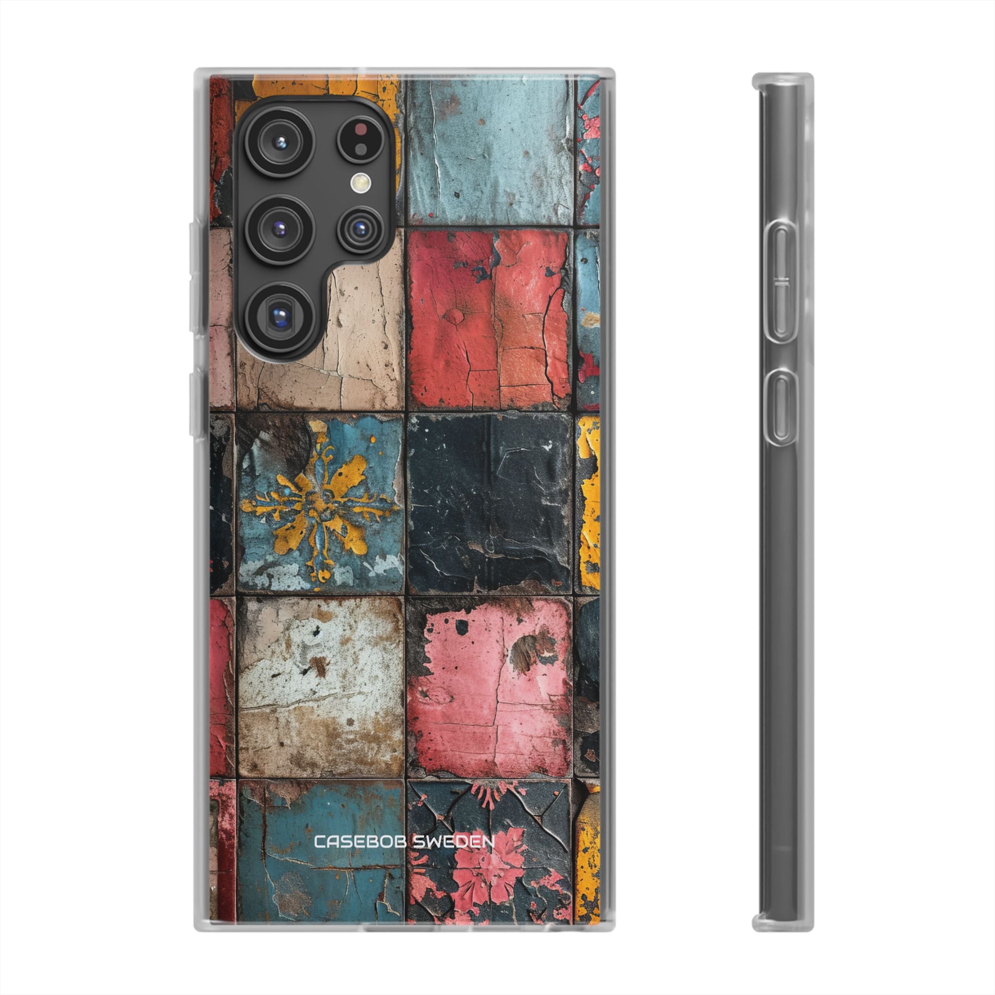 Rustic Red-Yellow Vintage Tiles - Flexi Samsung S22 Phone Case