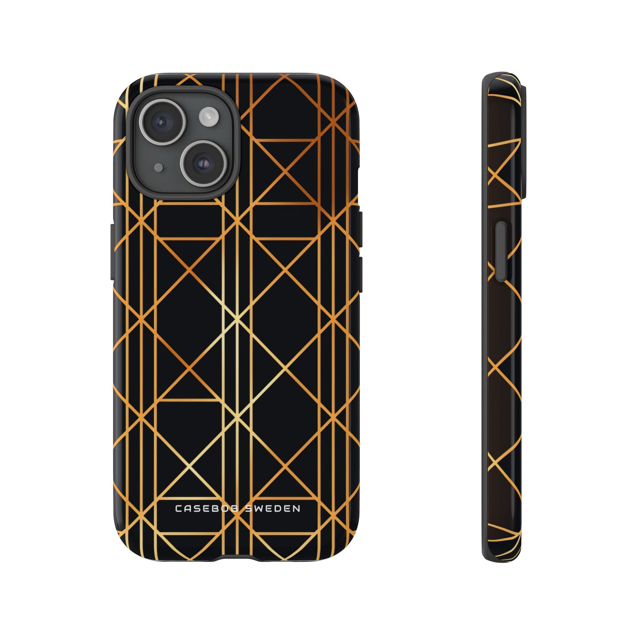 Golden Geometric Elegance iPhone 15 - Tough Phone Case