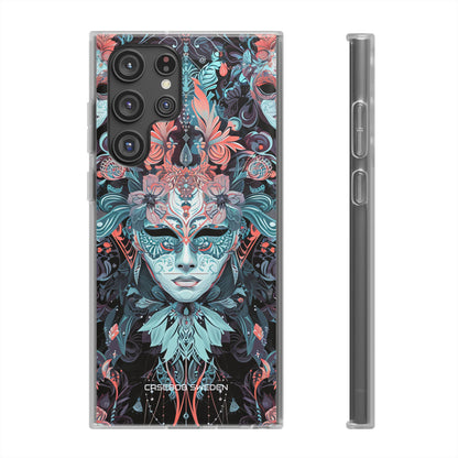 Mystic Teal Coral Mask - Flexi Samsung S22 Phone Case