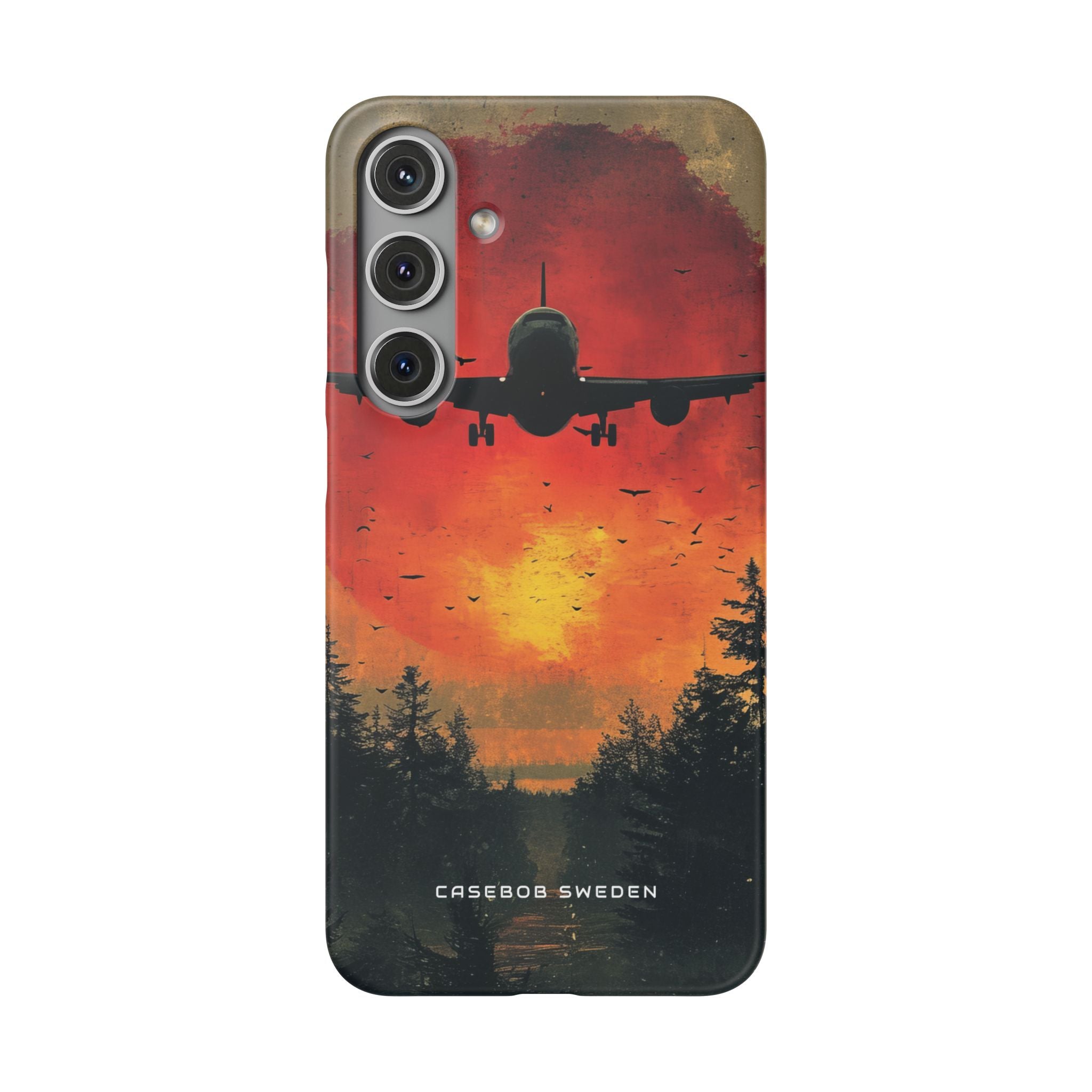 Vintage Sunset Airplane Silhouette Samsung S24 - Slim Phone Case