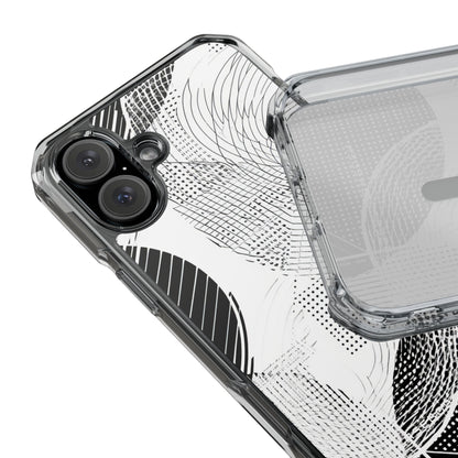 Geometric Monochrome Flow iPhone 16 - Clear Impact Phone Case