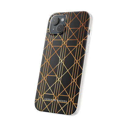 Golden Geometric Elegance iPhone 15 - Flexi Phone Case