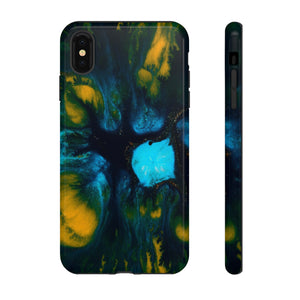 Blue Flower Ink Art iPhone Case (Protective) iPhone XS MAX Glossy Phone Case