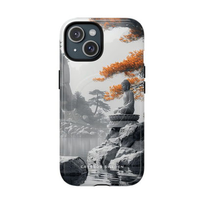 Zen Serenity: Tranquil Landscape with Buddha and Pagoda iPhone 15 | Tough+ Phone Case