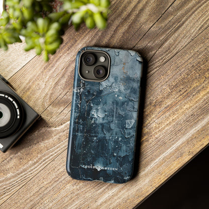 Weathered Blue Tapestry with Cracked Layers iPhone 15 - Tough Phone Case