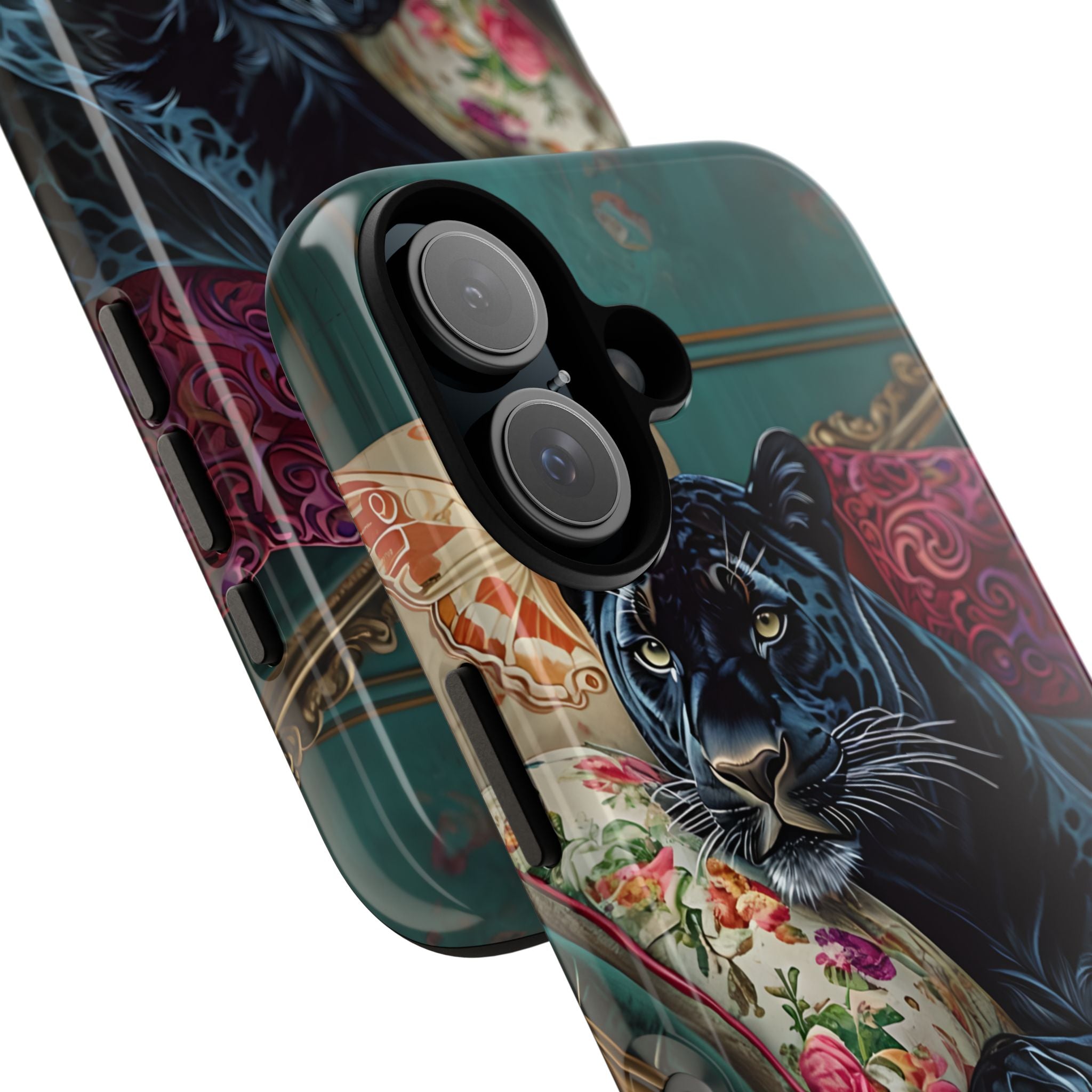 Serene Black Panther Vintage Royal Living Room Art iPhone 16 - Tough