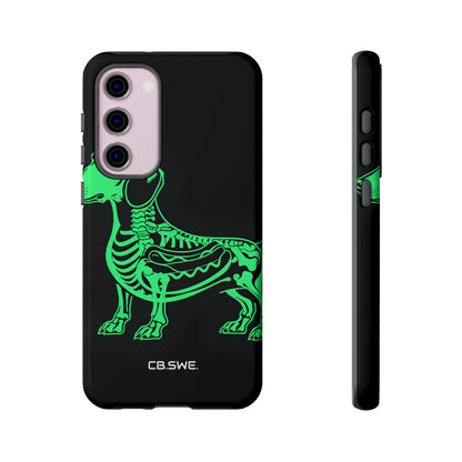 Neon Green Dachshund X-Ray Illustration Hotdog Phone Cover Samsung S23 - Tough