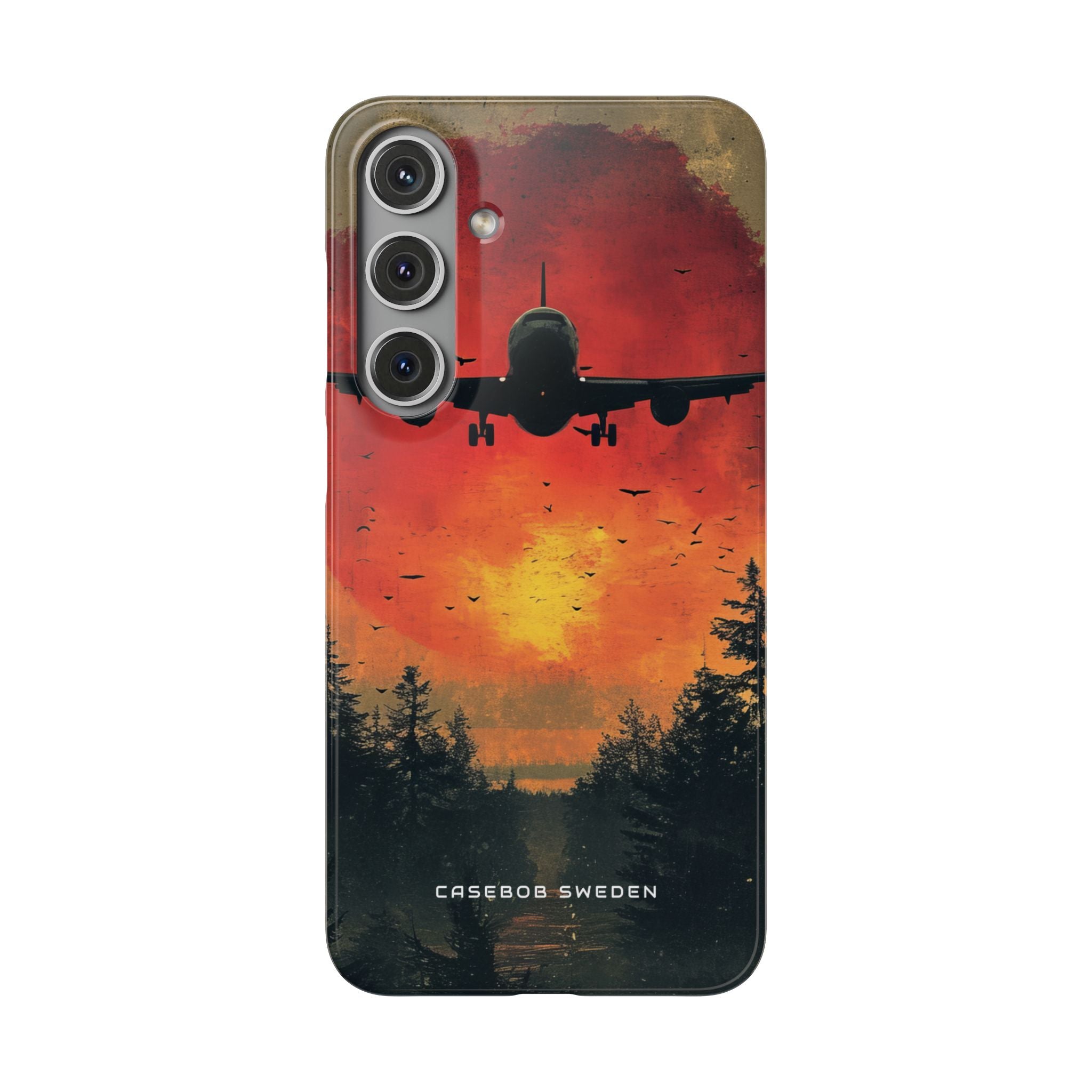 Vintage Sunset Airplane Silhouette Samsung S24 - Slim Phone Case