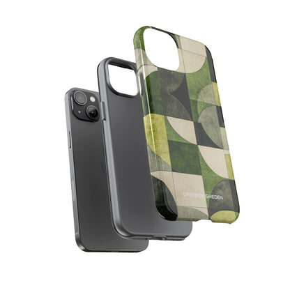 Green Geometric Harmony - Tough iPhone 14 Phone Case