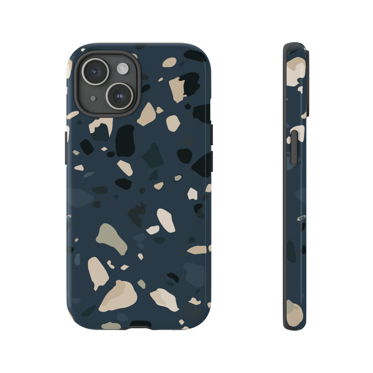 Dark Blue Terrazzo - Protective Phone Case