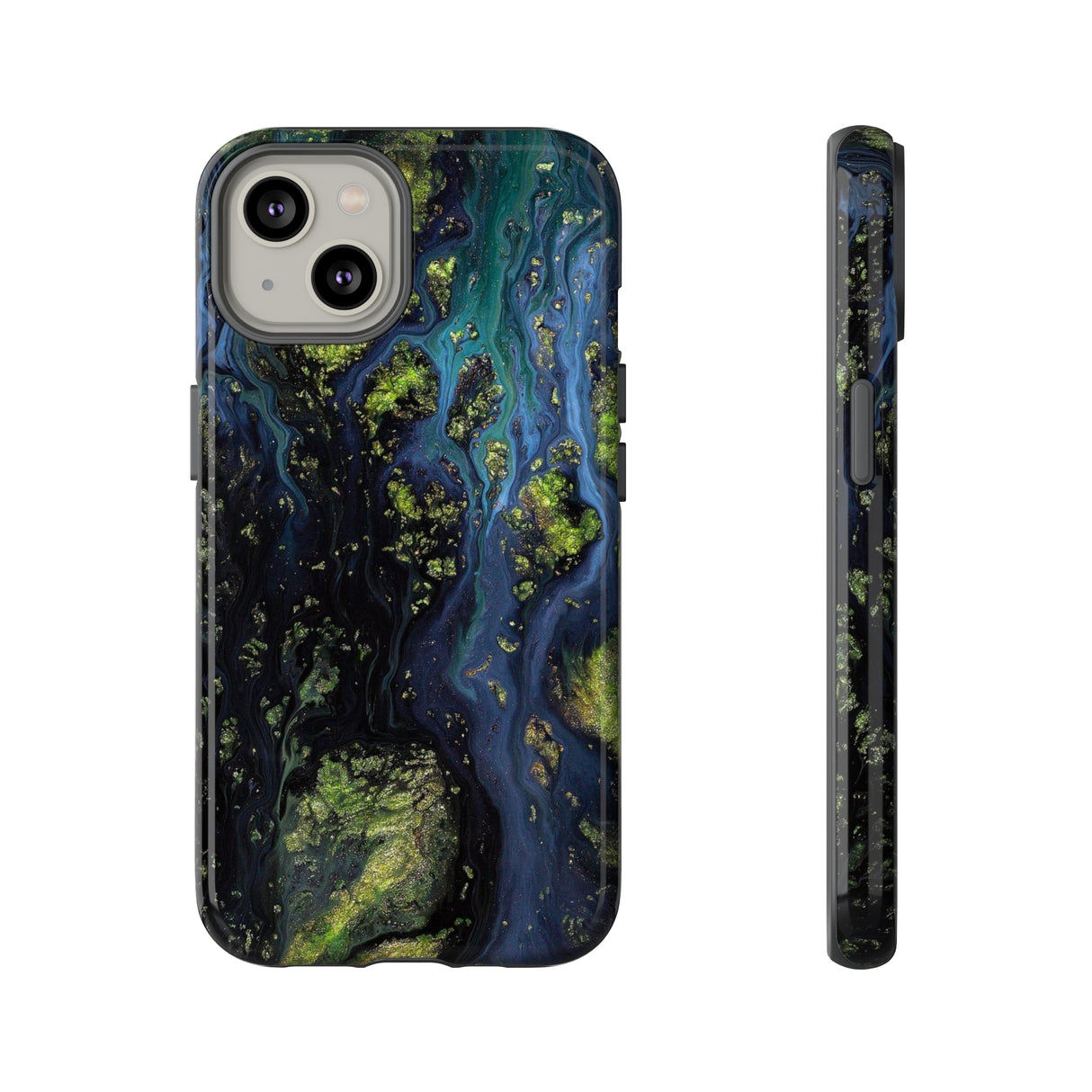 Blue Cosmos Ink Art iPhone Case (Protective) iPhone 14 Glossy Phone Case