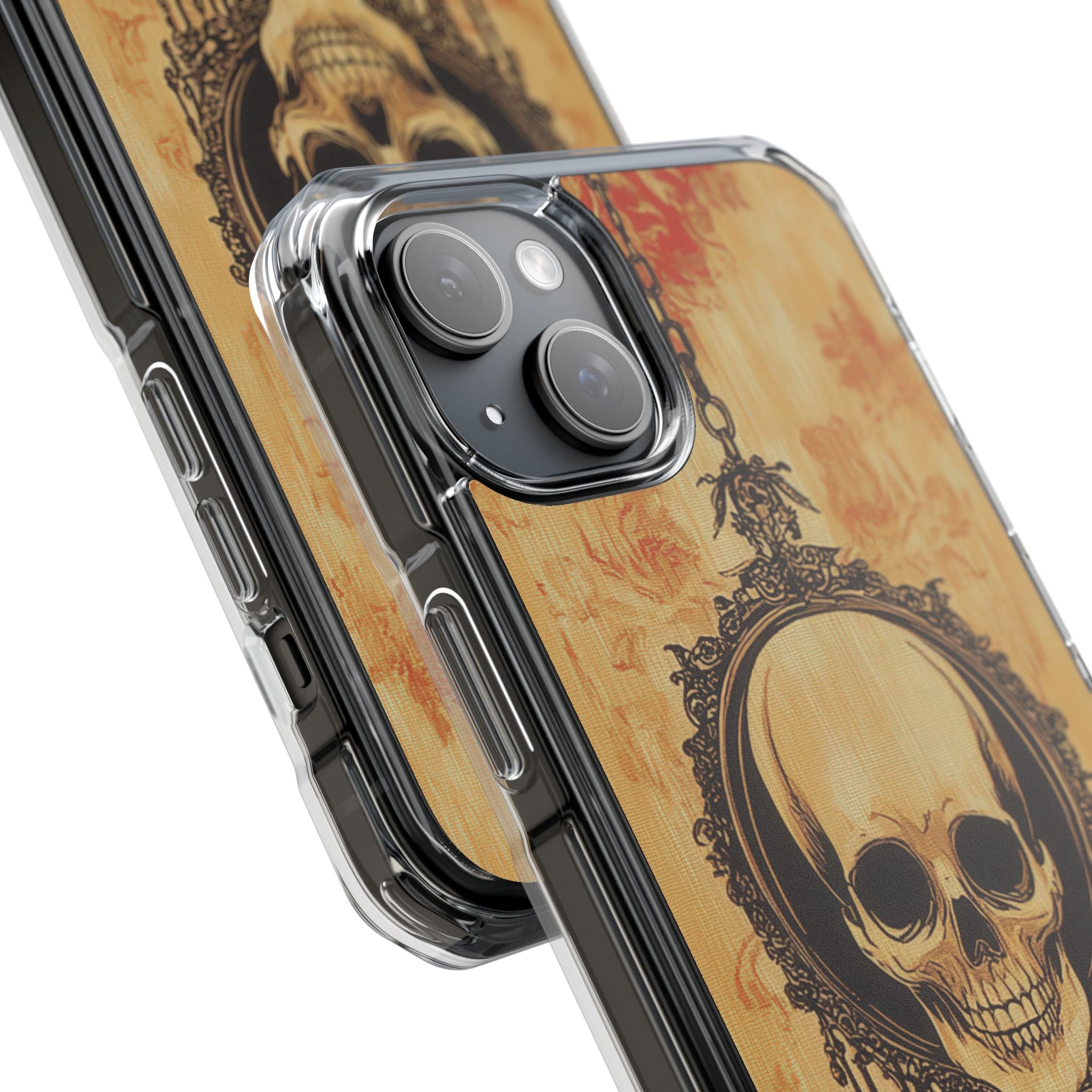 Gothic Skull Elegance iPhone 15 - Clear Impact Phone Case