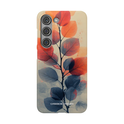 Orange Gray Leaves - Slim Samsung S23 Phone Case