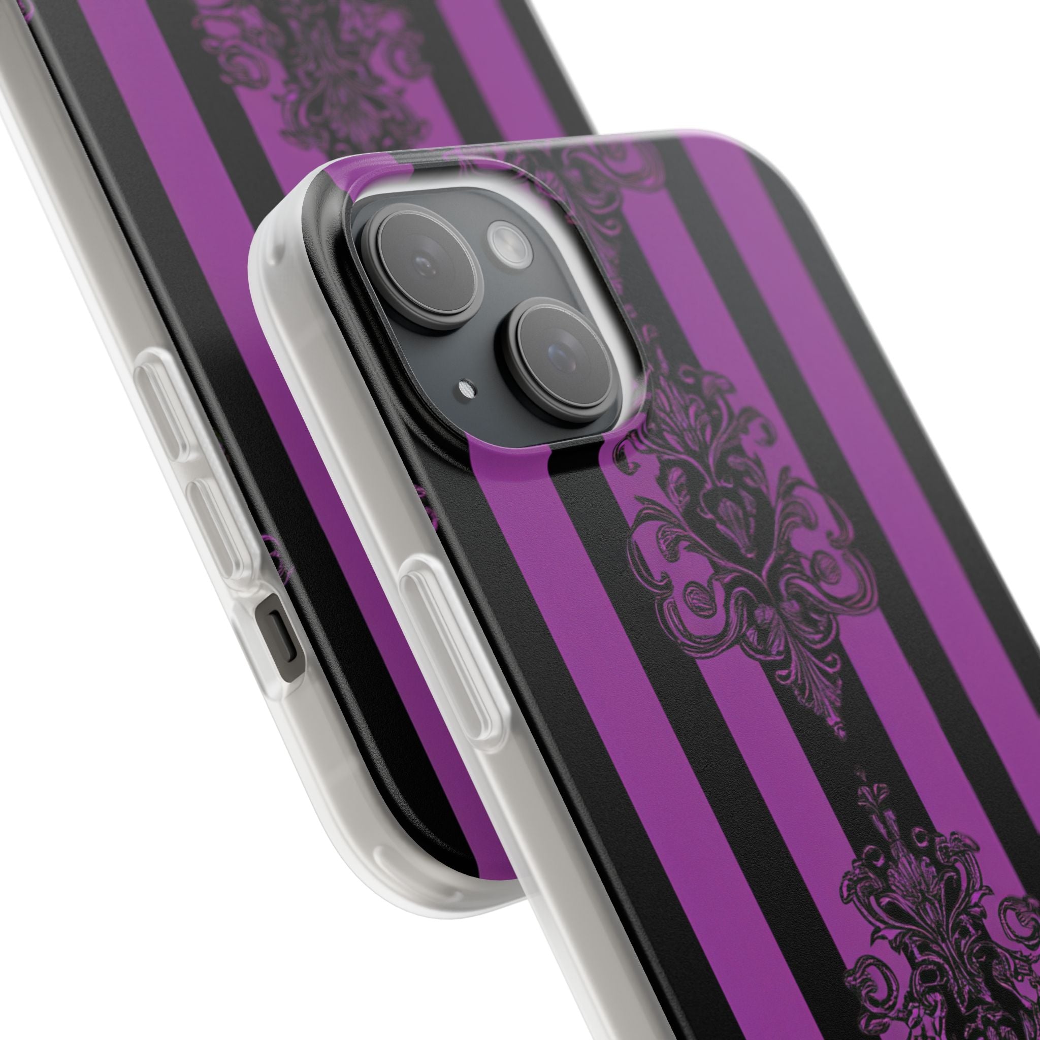 Damask Elegance Purple iPhone 15 Plus Case - Soft