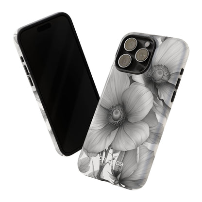 Grijstinten Bloemenharmonie iPhone 15 - Tough