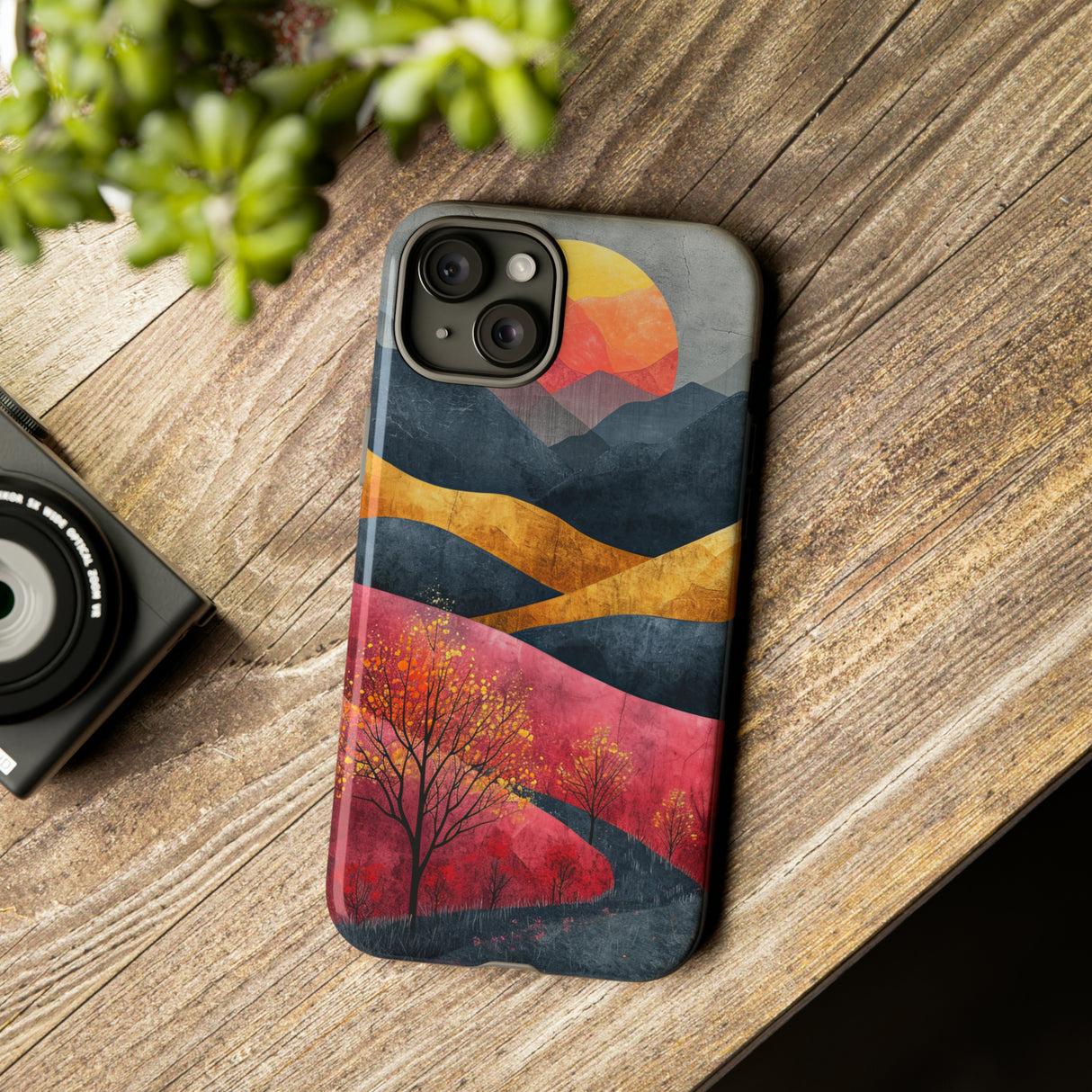 Nature's Geometry: Bright Sunset Mountain - Protective Phone Case